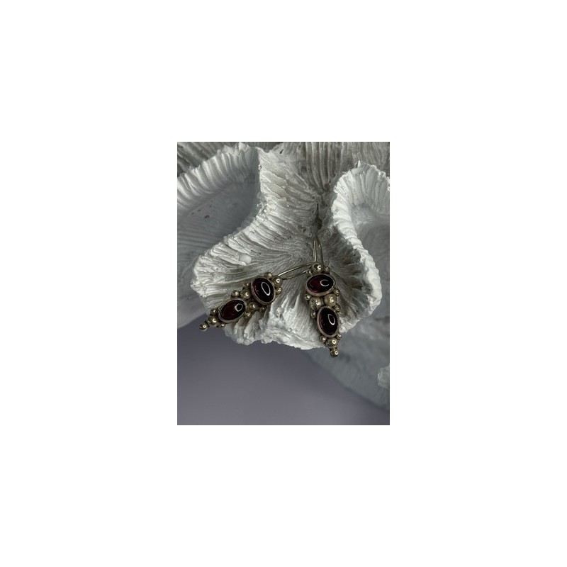 925 Sterling Silver Garnet Pyrope Earrings Length 1.15 Inch