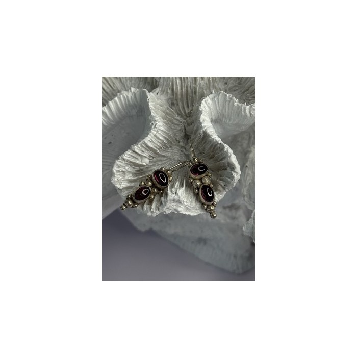 925 Sterling Silver Garnet Pyrope Earrings Length 1.15 Inch