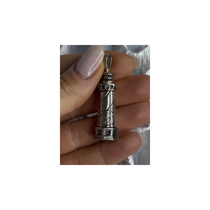 925 Sterling Silver Cape Hatteras Outer Banks Lighthouse Pendant Length 1.87 Inc