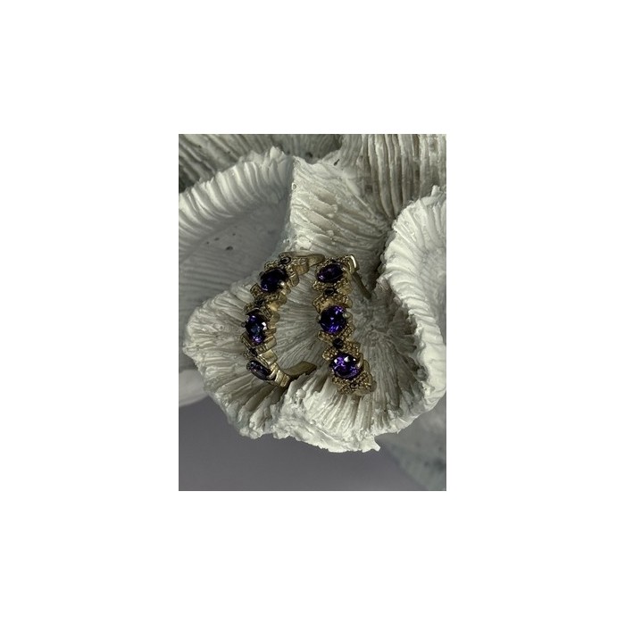 925 Sterling Silver Amethyst & Marcasite Earrings Length 0.80 Inch