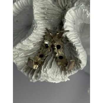 925 Sterling Silver Amethyst & Marcasite Earrings Length 0.80 Inch