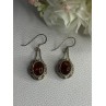 Vintage 925 Sterling Silver Amber Earrings Length 1.40 Inch