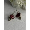 Vintage 925 Sterling Silver Carnelian Earrings Length 1.30 Inch