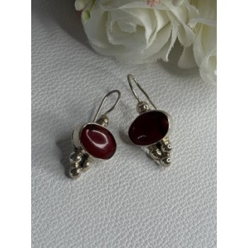 Vintage 925 Sterling Silver Carnelian Earrings Length 1.30 Inch
