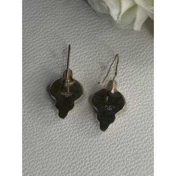 Vintage 925 Sterling Silver Carnelian Earrings Length 1.30 Inch