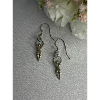 Dancing Girl 925 Sterling Silver Larimar Earrings Length 1.60 Inch