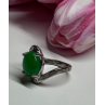 D'joy 925 Sterling Silver Green Nephrite & White Beryl Ring Size 6.5
