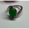 D'joy 925 Sterling Silver Green Nephrite & White Beryl Ring Size 6.5