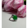 D'joy 925 Sterling Silver Green Nephrite & White Beryl Ring Size 6.5