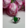 D'joy 925 Sterling Silver Green Nephrite & White Beryl Ring Size 6.5