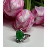 D'joy 925 Sterling Silver Green Nephrite & White Beryl Ring Size 6.5