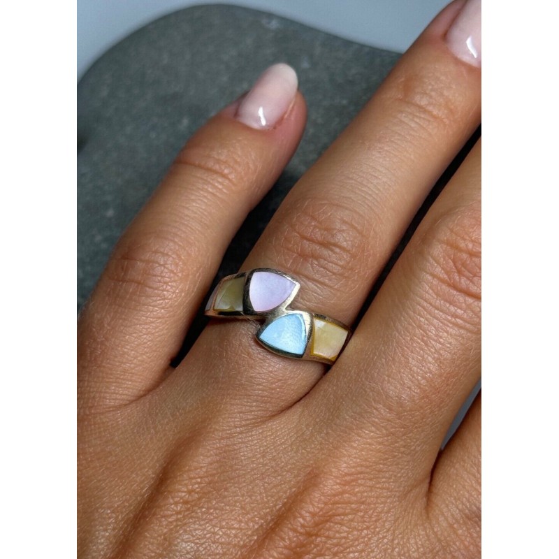 925 Sterling Silver Abalone Ring Size 7
