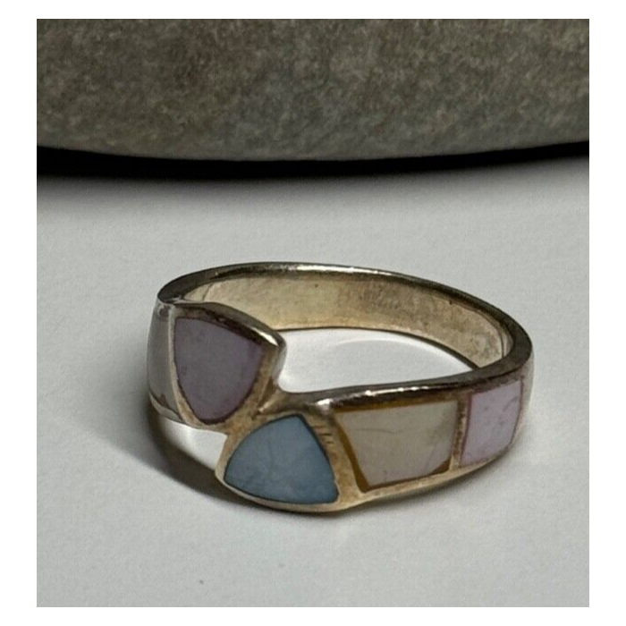 925 Sterling Silver Abalone Ring Size 7
