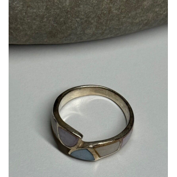 925 Sterling Silver Abalone Ring Size 7