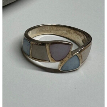 925 Sterling Silver Abalone Ring Size 7