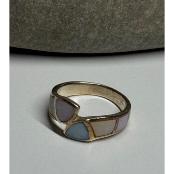 925 Sterling Silver Abalone Ring Size 7