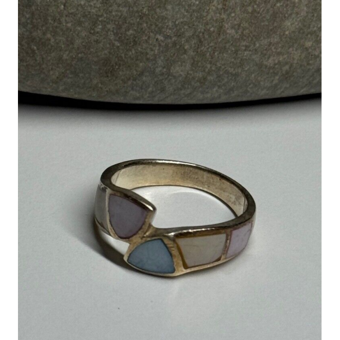 925 Sterling Silver Abalone Ring Size 7