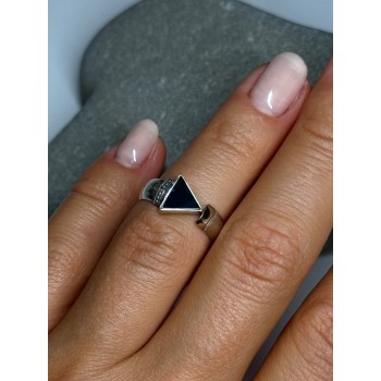 925 Sterling Silver & 10k Yellow Gold Onyx Ring Size 6