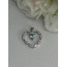 925 Sterling Silver Topaz & Beryl Heart Pendant Length 0.80 Inch