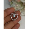 925 Sterling Silver Topaz & Beryl Heart Pendant Length 0.80 Inch