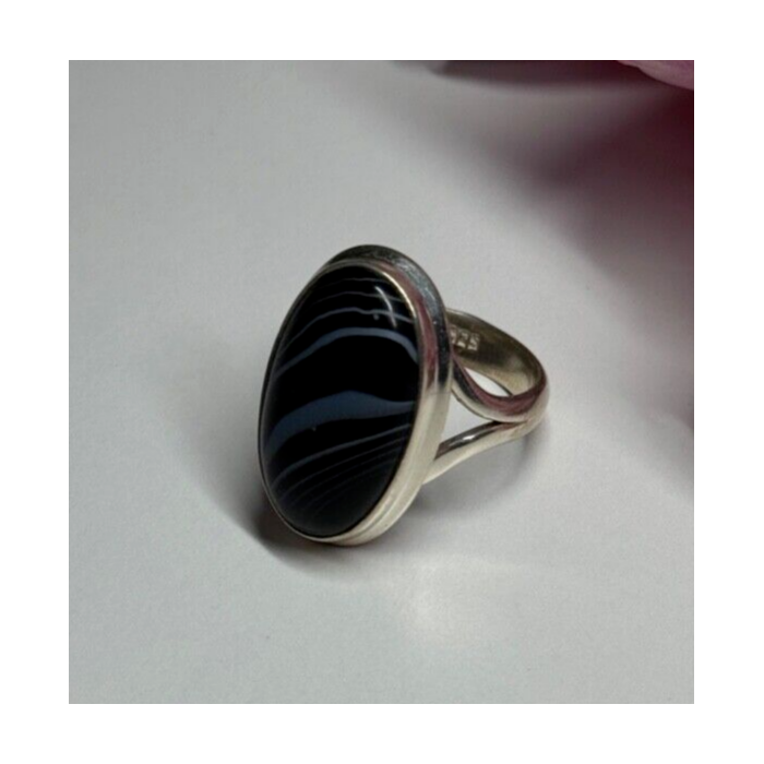 925 Sterling Silver Agate Ring Size 7