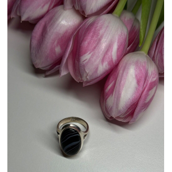 925 Sterling Silver Agate Ring Size 7