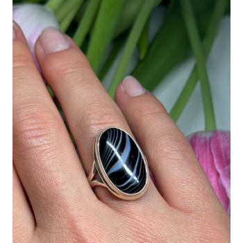 925 Sterling Silver Agate Ring Size 7