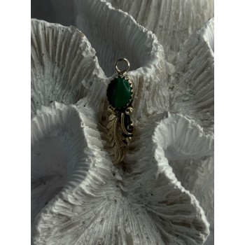 925 Sterling Silver Malachite Pendant Length 1.15 Inch