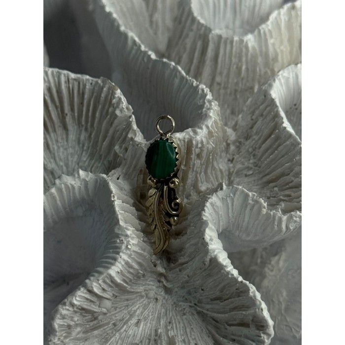925 Sterling Silver Malachite Pendant Length 1.15 Inch