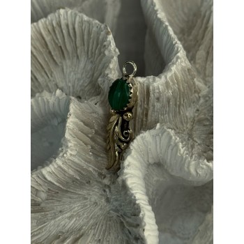 925 Sterling Silver Malachite Pendant Length 1.15 Inch