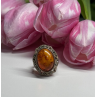 925 Sterling Silver Amber & Marcasite Ring Size 5