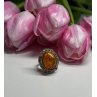 925 Sterling Silver Amber & Marcasite Ring Size 5