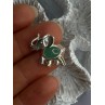 925 Sterling Silver Jade Elephant Charm Pendant Length 0.70 Inch