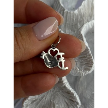 925 Sterling Silver I Love Dance Pendant Charm Length 0.90 Inch
