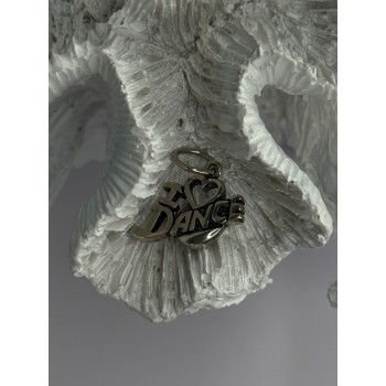925 Sterling Silver I Love Dance Pendant Charm Length 0.90 Inch