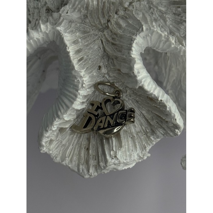 925 Sterling Silver I Love Dance Pendant Charm Length 0.90 Inch