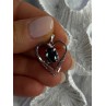 925 Sterling Silver Hematite Heart Pendant Length 1 Inch
