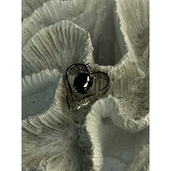 925 Sterling Silver Hematite Heart Pendant Length 1 Inch