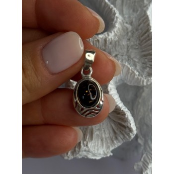 925 Sterling Silver Amber Pendant Length 0.90 Inch