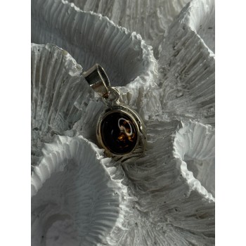 925 Sterling Silver Amber Pendant Length 0.90 Inch