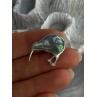 Vintage 925 Sterling Silver Abalone Kiwi Bird Brooch Length 0.80 Inch