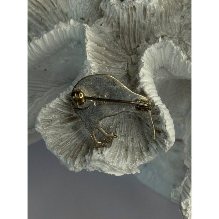 Vintage 925 Sterling Silver Abalone Kiwi Bird Brooch Length 0.80 Inch