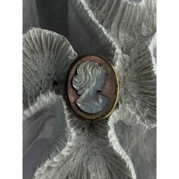 Vintage 925 Sterling Silver Abalone Cameo Brooch Pendant