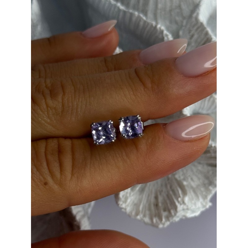 925 Sterling Silver Amethyst Earrings Length 0.25 Inch