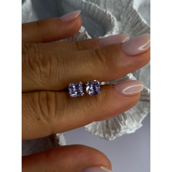 925 Sterling Silver Amethyst Earrings Length 0.25 Inch