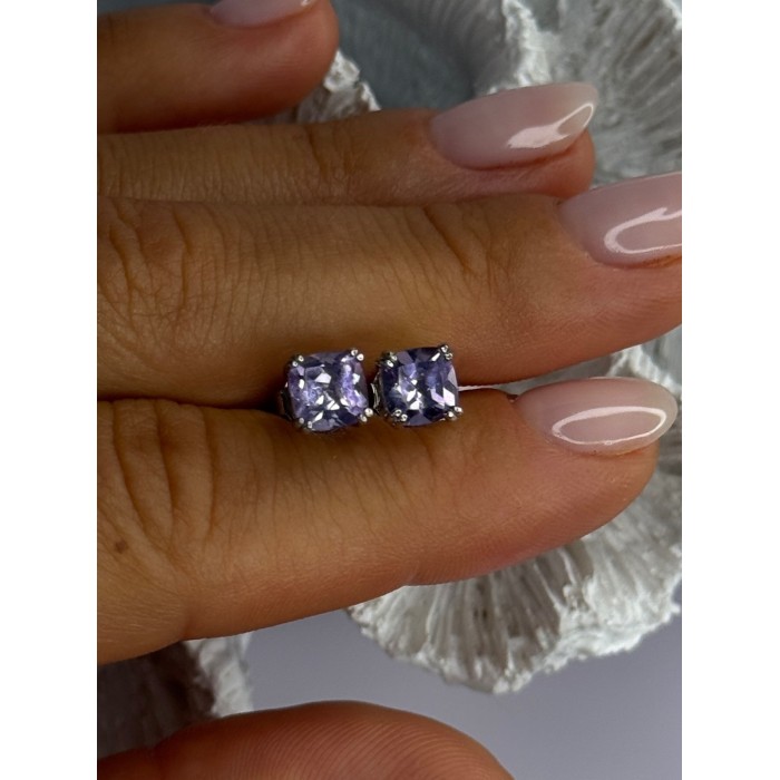 925 Sterling Silver Amethyst Earrings Length 0.25 Inch