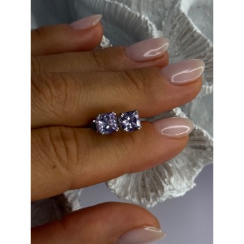 925 Sterling Silver Amethyst Earrings Length 0.25 Inch