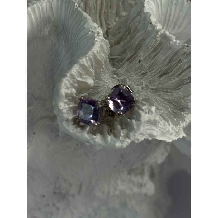 925 Sterling Silver Amethyst Earrings Length 0.25 Inch
