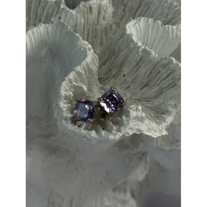 925 Sterling Silver Amethyst Earrings Length 0.25 Inch