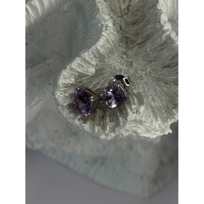 925 Sterling Silver Amethyst Earrings Length 0.25 Inch